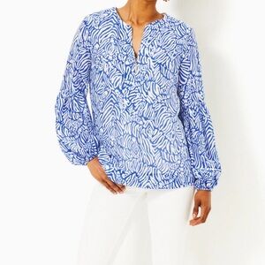 Lilly Pulitzer Laurelie Top in Martinique Blue Zee Bebe